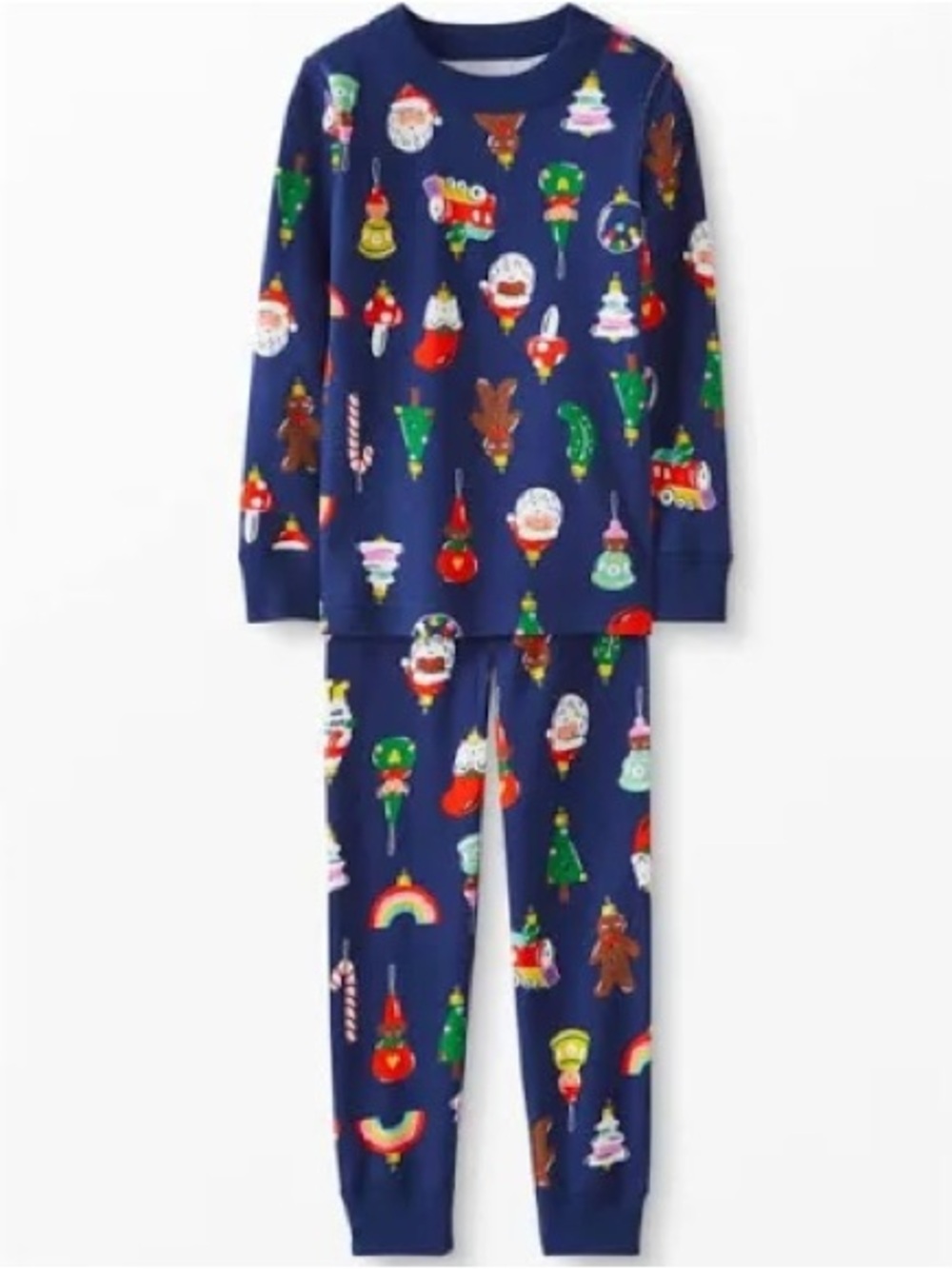 NWT Hanna Andersson Holiday Ornament Print HannaJams Cotton PJ Set kids size 6-7
